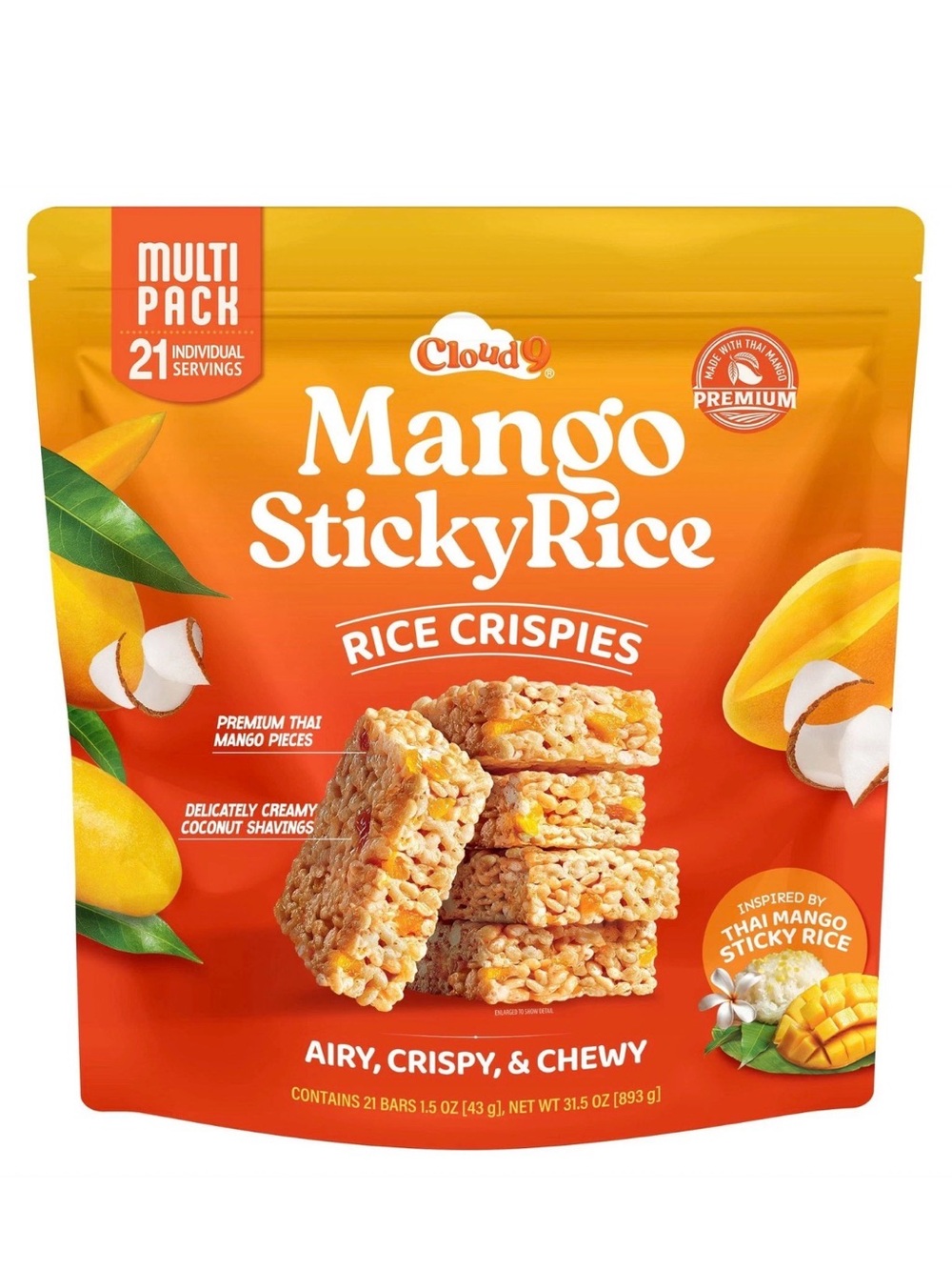 Cloud 9 Mango Sticky Rice Rice Crispies - Orange, Yellow, White